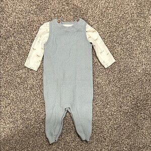 Carter's Light Blue Knit Footie with Cream Sleeves